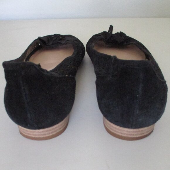 Unisa Resort Black Laser-cut Suede Ballet Flat w/ Peep Toe - Size 38 Euro - Picture 8 of 9